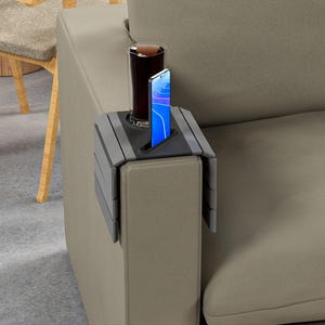 Minimalist Couch Arm Tray with Phone & Drink Holder – Custom 3D Printed Sofa Organizer in Multiple Colors