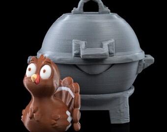 Sizzling Turkey in a Grill - Adorable 6cm Collectible Display Piece - 3d Printed