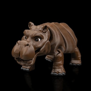 Hippopotame imprimé en 3D - Modèle en plastique très détaillé de 10 cm, options de couleurs personnalisables disponibles
