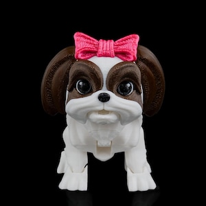3D Printed Shih-Tzu Dog Figurine - Flexible, Custom Colors Available, Unique Pet Sculpture Gift