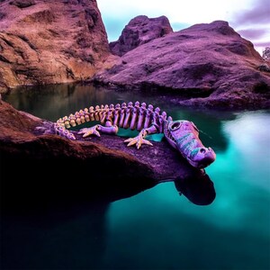 Flexi Crocodile Skeleton – 3D Printed, Customizable Color, 12.5&quot; Length