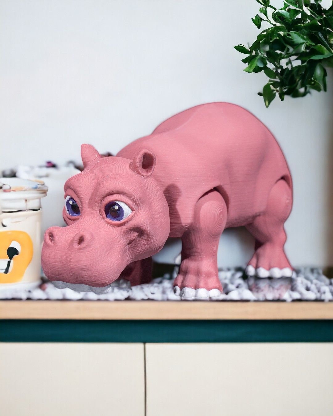 関節式カバの置物 | 高品質プラスチック | カスタムカラー