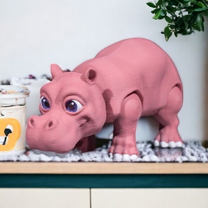 Figurine articulée d&#39;hippopotame | Plastique de haute qualité | Couleur personnalisée