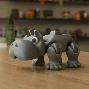 Adorable hippopotame affamé imprimé en 3D – couleurs personnalisables, figurine animal amusante de 10 cm