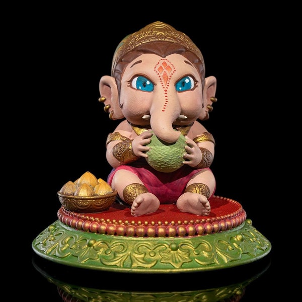 3D Printed Chibi Ganesh Baby Figure - Hindu Deity Statu
