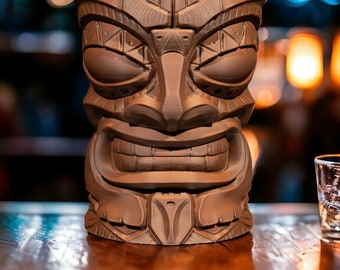 Portavasos de estatua tropical Tiki - Impreso en 3D de alta calidad