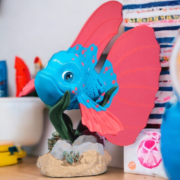 Articulated Betta Fish Figurine | Custom Color Options | 3D Printed Fighting Fish