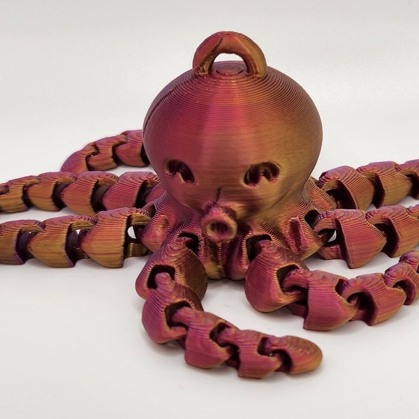 Articulated Octopus Keychain -3D Printed -  Fidget Toy - Unique and Fun