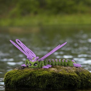 3D Printed Dragonfly Articulating Figure | Custom Color Options | Mesmerizing Lenny Collectible Toy