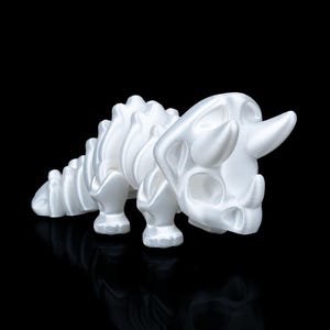 Triceratops Flexi Fossil Figure 3D Printed Articulated Reptile Model with Custom Colors, Unique Gift for Kids & Collectors