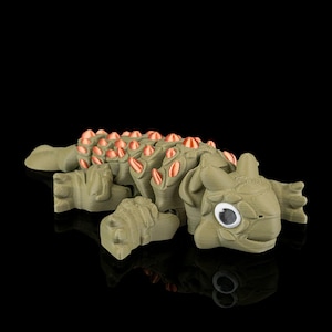 Ankylosaurus Flexi Dinosaur Figure 3D Printed Articulated Reptile Model with Custom Colors, Unique Gift for Kids & Collectors