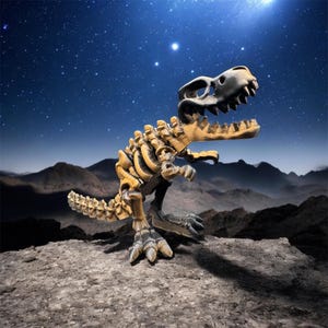 Flexible T-Rex Skeleton Toy - 10 in Articulated 3D Printed Dino Model, Customizable Color
