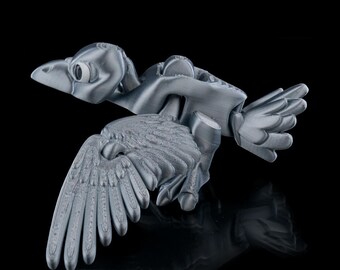Flapping Wings Crow Toy - 3D Printed Articulating Bird With