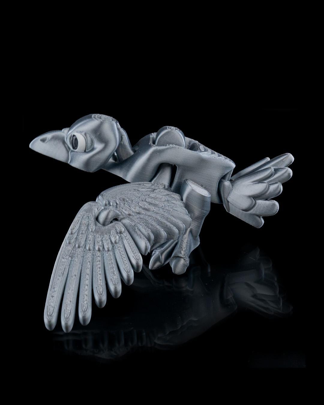 Flapping Wings Crow Toy - 3D Printed Articulating Bird With
