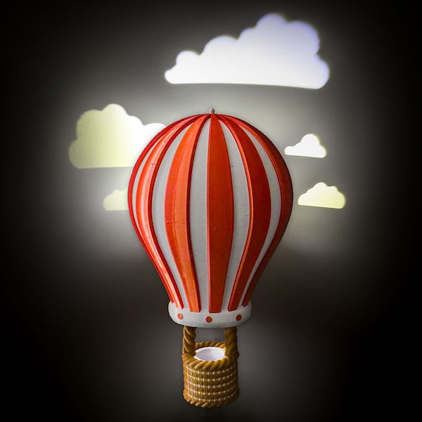 3D Printed Hot Air Balloon with Cloud Projection Lights - Illuminate Your Space