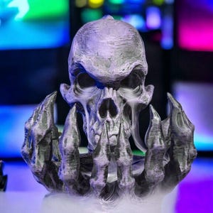 Quemador de incienso de reflujo con forma de calavera fantasma: decoración gótica impresa en 3D