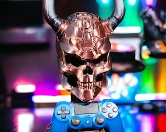 Sci-Fi Skull Headphone and Controller Holder - 3D Printed, High-Quality, 34 cm