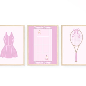 Pink and Purple Tennis Wall Art | Wall Art Room Decor | Digital Wall Art | Tennis Wall Art | Girls Wall Room Decor