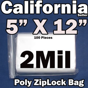2 mil transparent 100 pièces refermable 5 x 12 po. Mini sacs réutilisables 2 mil bijoux avec serrure 5 x 12 po.