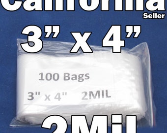 2Mil Clear 100 Pieces Reclosable 3" x 4" Zip Bags Mini ReUsable 2 Mil Jewelry Coin Lock able 3"x4"