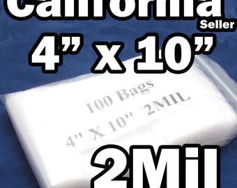 2Mil Clear 100 Pieces Reclosable 4" x 10" Zip Bags Mini ReUsable 2 Mil Jewelry Coin Lock able 4"x10"