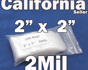 2Mil Clear 100 Pieces Reclosable 2" x 2" Zip Bags Mini ReUsable Jewelry Coin Lock able 2"x2"