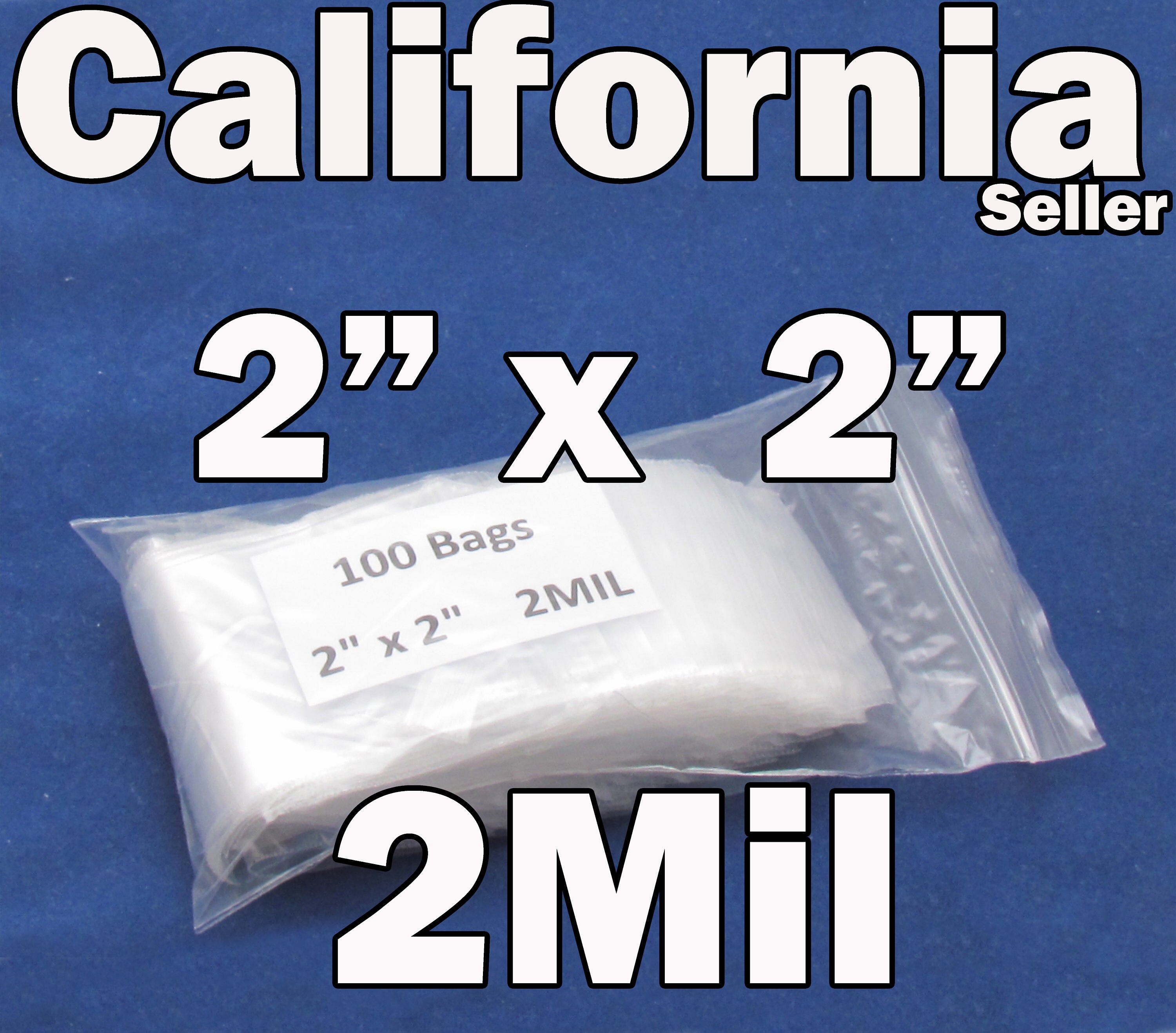 1000pc Zip Seal Bags 2mil Square Clear Poly 2x2 Small Baggies 2 x 2  Reclosable