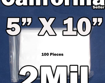 2Mil Clear 100 Pieces Reclosable 5" x 10" Zip Bags Mini ReUsable 2 Mil Jewelry Coin Lock able 5"x10"