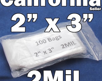 2Mil Clear 100 Pieces Reclosable 2" x 3" Zip Bags Mini ReUsable 2 Mil Jewelry Coin Lock able 2"x3"
