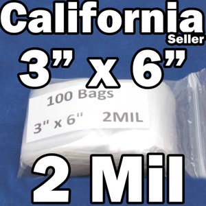 2 mil transparent 100 pièces refermable 3&quot;x 6&quot; sacs zippés Mini réutilisables 2 mil bijoux pièce de monnaie verrouillable 3&quot;x6&quot;