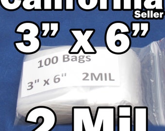 2Mil Clear 100 Pieces Reclosable 3" x 6" Zip Bags Mini ReUsable 2 Mil Jewelry Coin Lock able 3"x6"