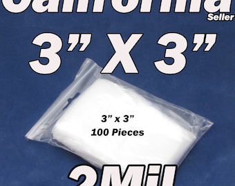 2Mil Clear 100 Pieces Reclosable 3" x 3" Zip Bags Mini ReUsable 2 Mil Jewelry Coin Lock able 3"x3"