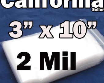 2Mil Clear 100 Pieces Reclosable 3" x 10" Zip Bags Mini ReUsable 2 Mil Jewelry Coin Lock able 3"x10"