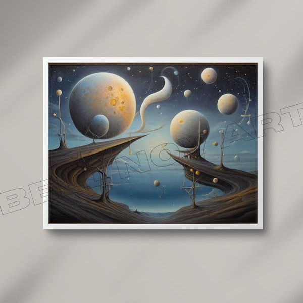 surreal painting A journey between the stars, art for wall, art printable