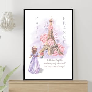 Paris Art Print - Eiffel Tower Wall Art - Pastel Wall Art - Wall Art Print - Digital French Print - Paris France Art