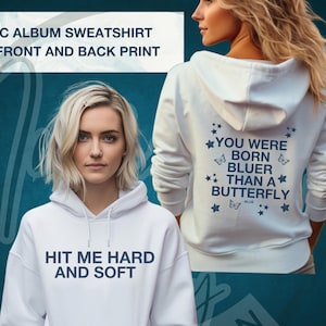 Hit Me Hard and Soft Billie Tour Hooded Sweatshirt Music Fan Gift Eilish Crewneck Music Lover Apparel Billie Concert Fleece Butterfly Shirt