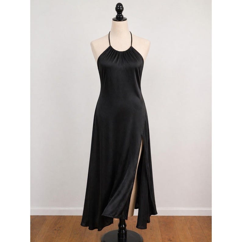 Free People Dress Womens Small Black Twist Halter Beachy Boho Y2K Vintage image 1