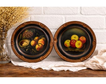 Vintage Toyo Hand Painted Fruit Plates Set of 2 Japan Still Life Wall Decor