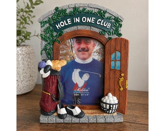 Vintage Malden Hole In One Club Golf Picture Frame Resin 3D 3.5x5 Photo Decor