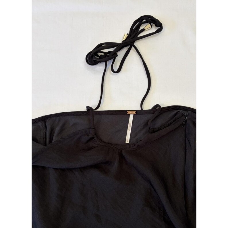 Free People Dress Womens Small Black Twist Halter Beachy Boho Y2K Vintage image 9