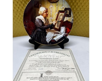 Norman Rockwell Grandma's Love Collector Plate, Knowles China, Cottagecore Decor (Certificate Included)