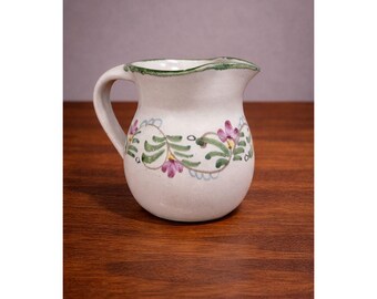 Vintage Berkshire Pottery Floral Creamer Pitcher Cottagecore Farmhouse Small Ceramic Jug