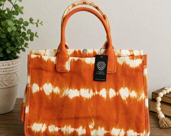 Vince Camuto Orla-draagtas Rusty Orange Multi Tie Dye Canvas Vc-Orla-To NIEUW