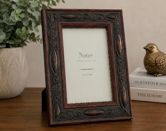 Notre Frame Vintage 5 x 7 fotolijst houtnerf metallic decor bloemenreliëf