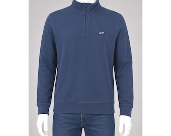 Vineyard Vines Quarter Zip Pullover Saltwater Small Blauw Heren Coastal Preppy