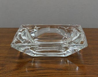Vintage Clear Glass Ashtray 5" Mid Century Modern Minimalist