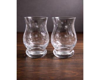 Mikasa Crystal Hurricane Candle Holders: Starburst Etched Glass Set of 2 Votive Holders