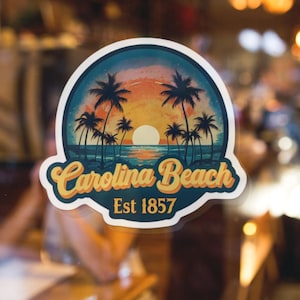 Carolina Beach vinyl sticker - Kiss-Cut sticker voor auto of computer cadeau sticker kust ontwerp, strand sticker, kust laptop sticker, oceaan
