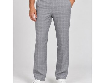 Lauren Ralph Lauren Mens Grey Glen Plaid Dress Pants 34W x 32L Straight Leg