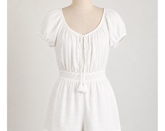 American Eagle White Gauze Romper Boho Cottagecore Summer Beachy Chic XXL